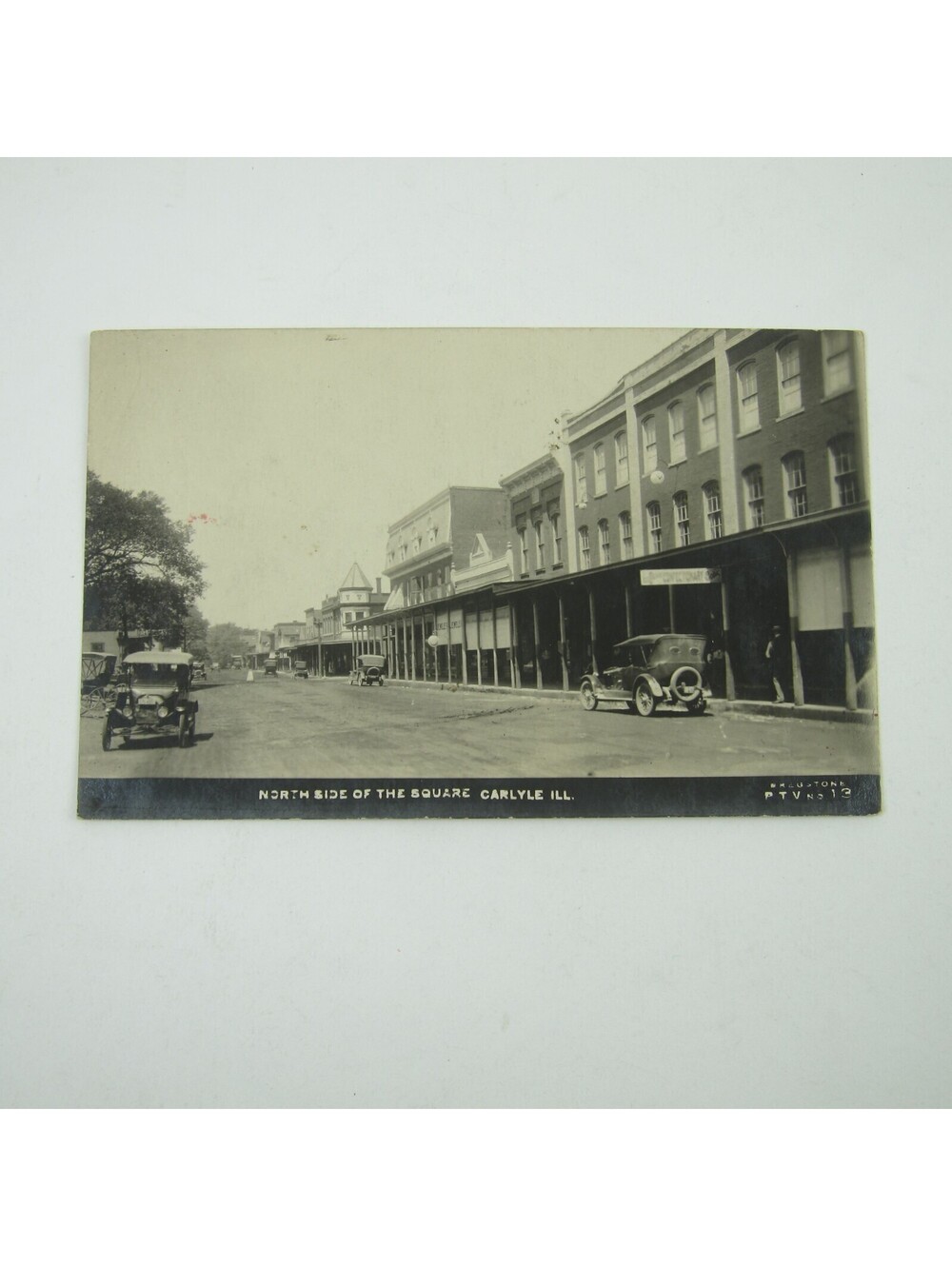 RPPC Real Photo Postcard Carlyle Illinois North Side of Square Antique Unposted
